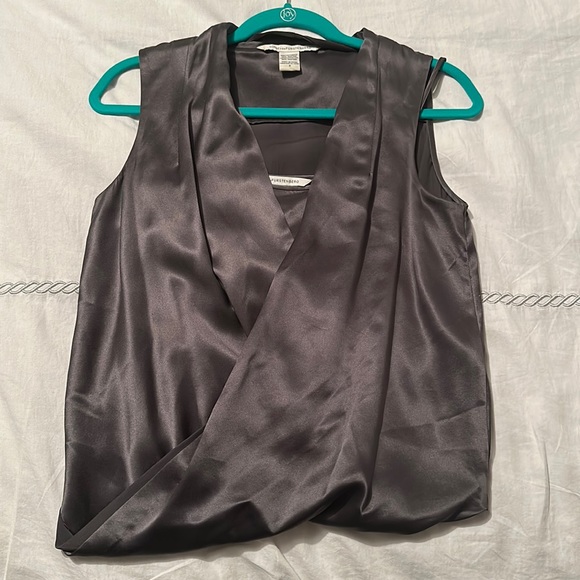Diane Von Furstenberg Grey Silk Top and Slip - Picture 1 of 3